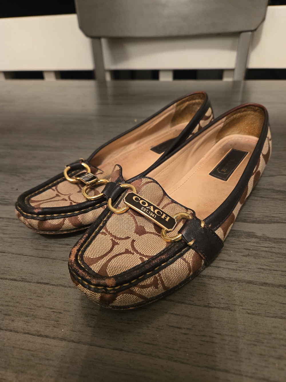 COACH Brown Signature Canvas Loafers
